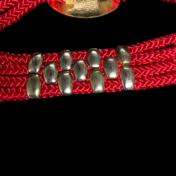 Vintage Yen China House Braided Rope Enamel Buckle Red main image 7